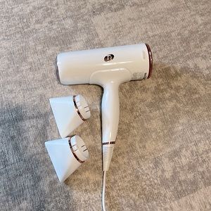 T3 White and Rose Gold Hair Dryer with Attachments